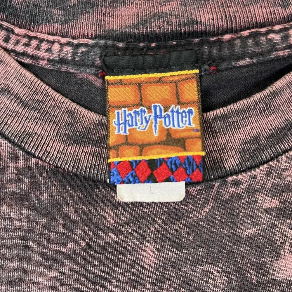 Vintage Harry Potter Quidditch T-Shirt Kids Large Pink Acid Wash Graphic Y2K